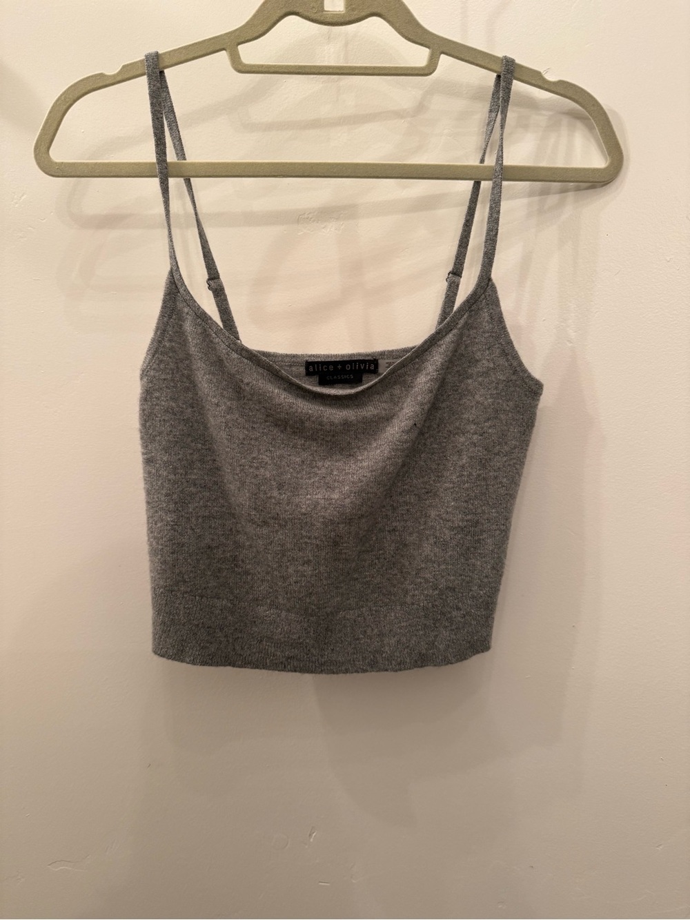 Alice + Olivia Cashmere Grey Knit Spaghetti Strap Camisole